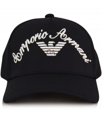 EMPORIO ARMANI efektowna czapka z daszkiem BLACK