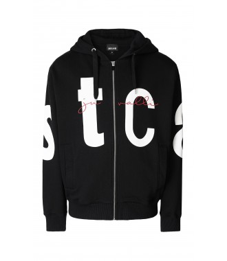 JUST CAVALLI luksusowa włoska bluza z kapturem NERO -60%%%