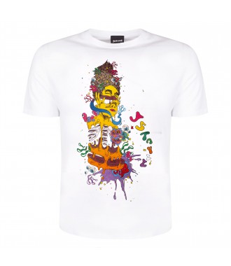 JUST CAVALLI markowy włoski t-shirt EFEKTOWNY -55%%%