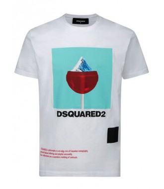 DSQUARED2 luksusowy włoski t-shirt koszulka BIANCO