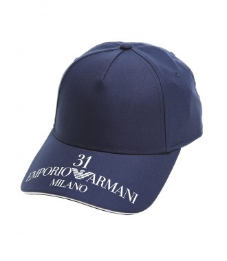 EMPORIO ARMANI efektowna czapka z daszkiem NAVY