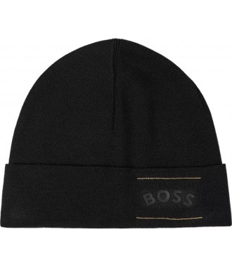 HUGO BOSS męska czapka Beanie hat BLACK 2023
