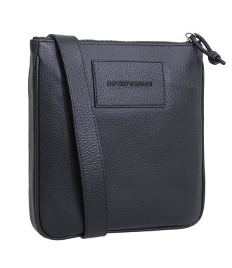 EMPORIO ARMANI sk&oacute;rzana listonoszka torba męska BLACK