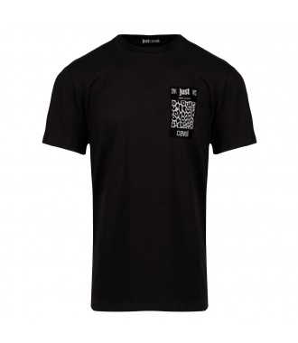JUST CAVALLI stylowy włoski t-shirt NOWOŚĆ BLACK