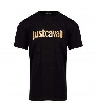 JUST CAVALLI stylowy włoski t-shirt NOWOŚĆ GOLD