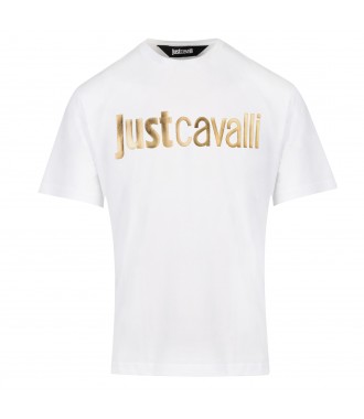 JUST CAVALLI markowy włoski t-shirt NOWOŚĆ GOLD