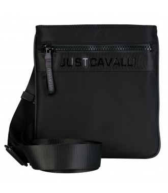JUST CAVALLI materiałowa listonoszka torba męska BLACK