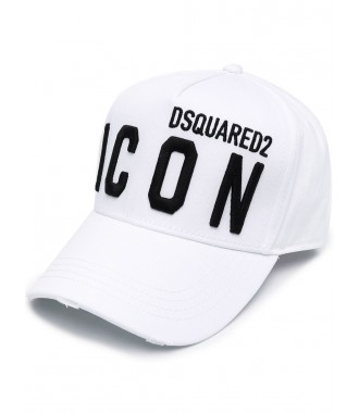 DSQUARED2 ICON włoska czapka z daszkiem WHITE