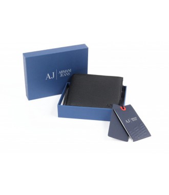 ARMANI JEANS męski portfe sk&oacute;rzany NEW na bilon BLACK